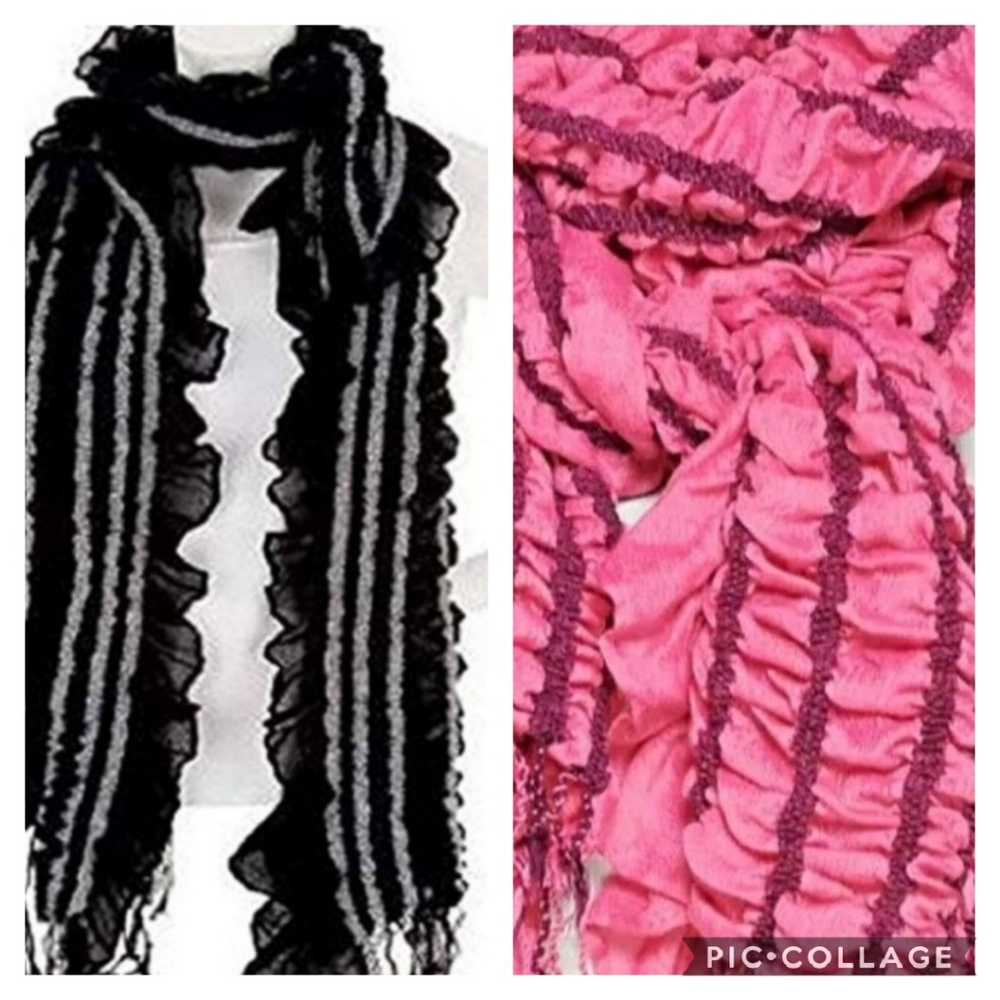 Layers by Lizden (2) Smocked Ruffled Wrap Scarves